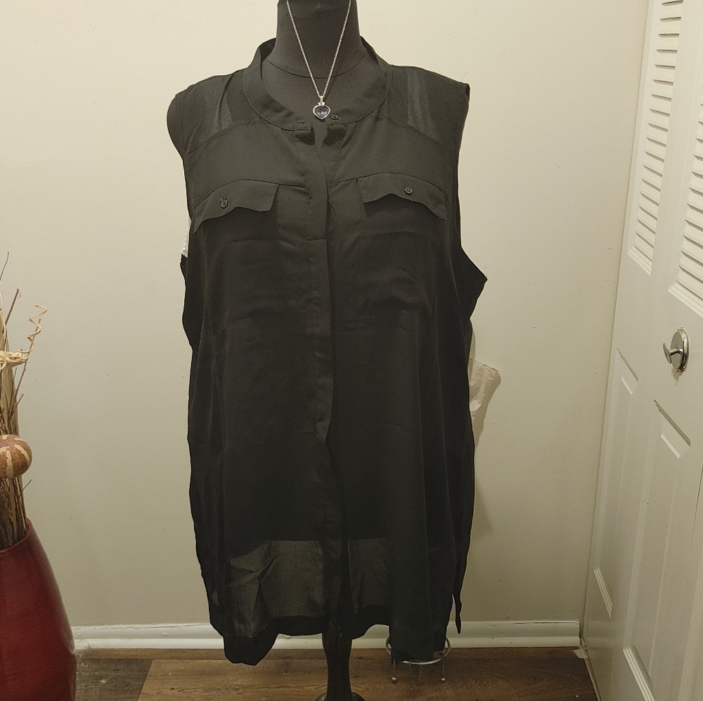 Plus Size Sheer Black Shirt